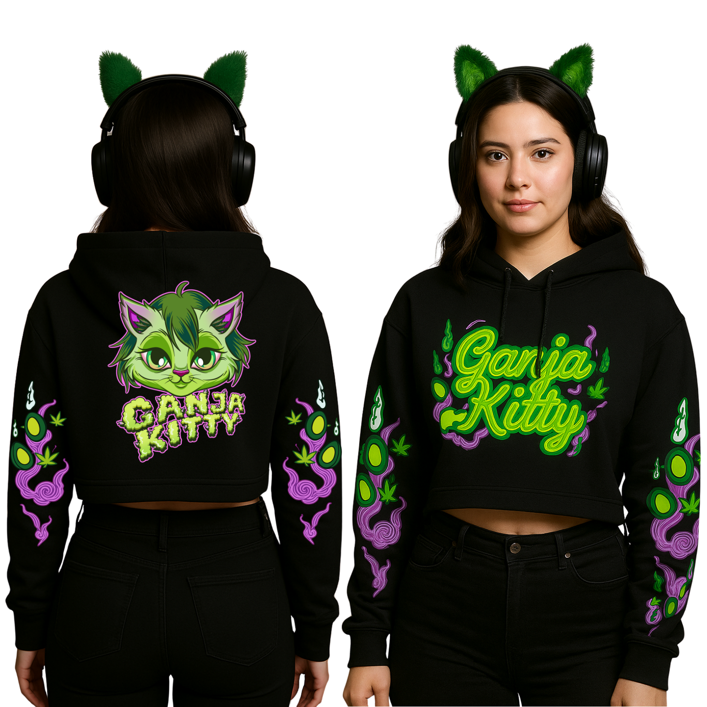 🐾 Ganja Kitty™ Cropped Hoodie