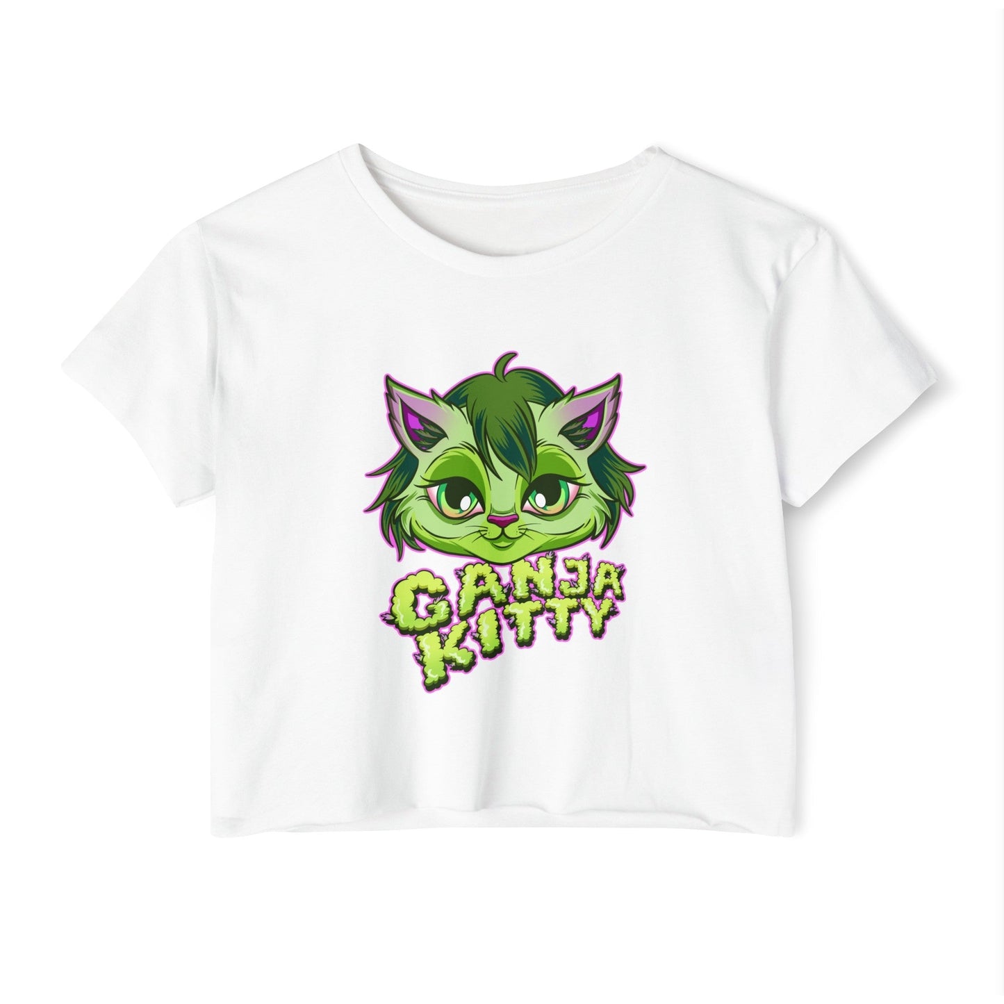 Women’s Ganja Kitty Crop Top – Cute & Sassy 420 Fashion | Cheeba Wear - Cheeba Wear