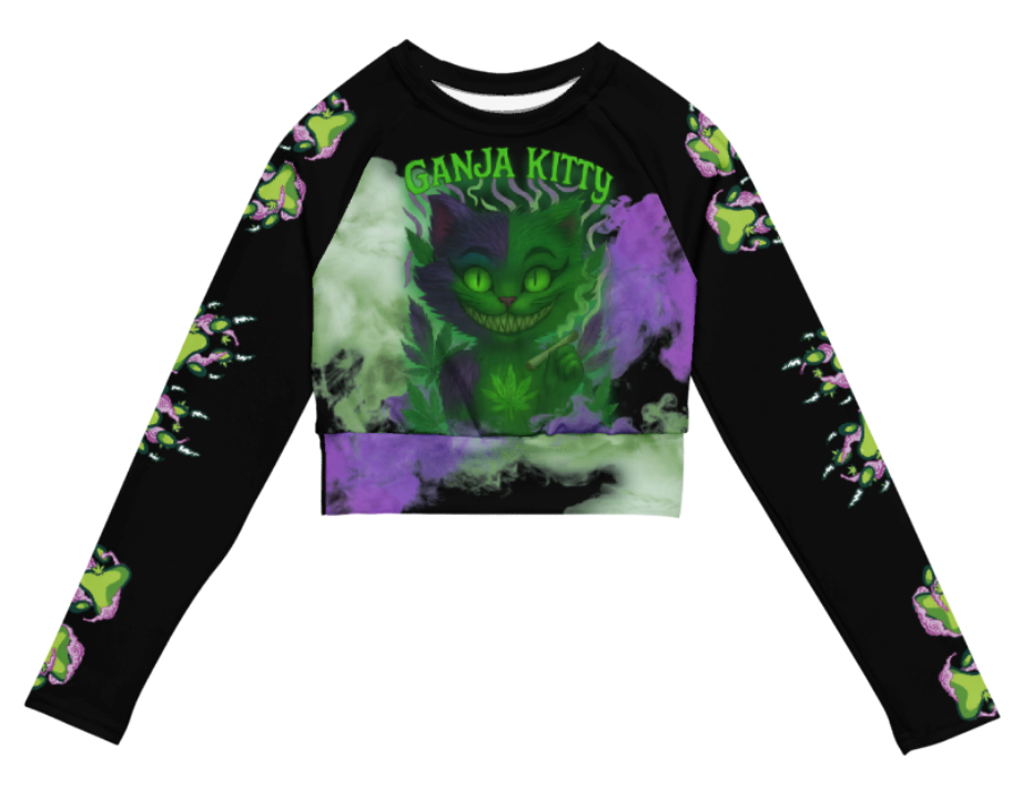 Ganja Kitty Long-Sleeve Crop Top
