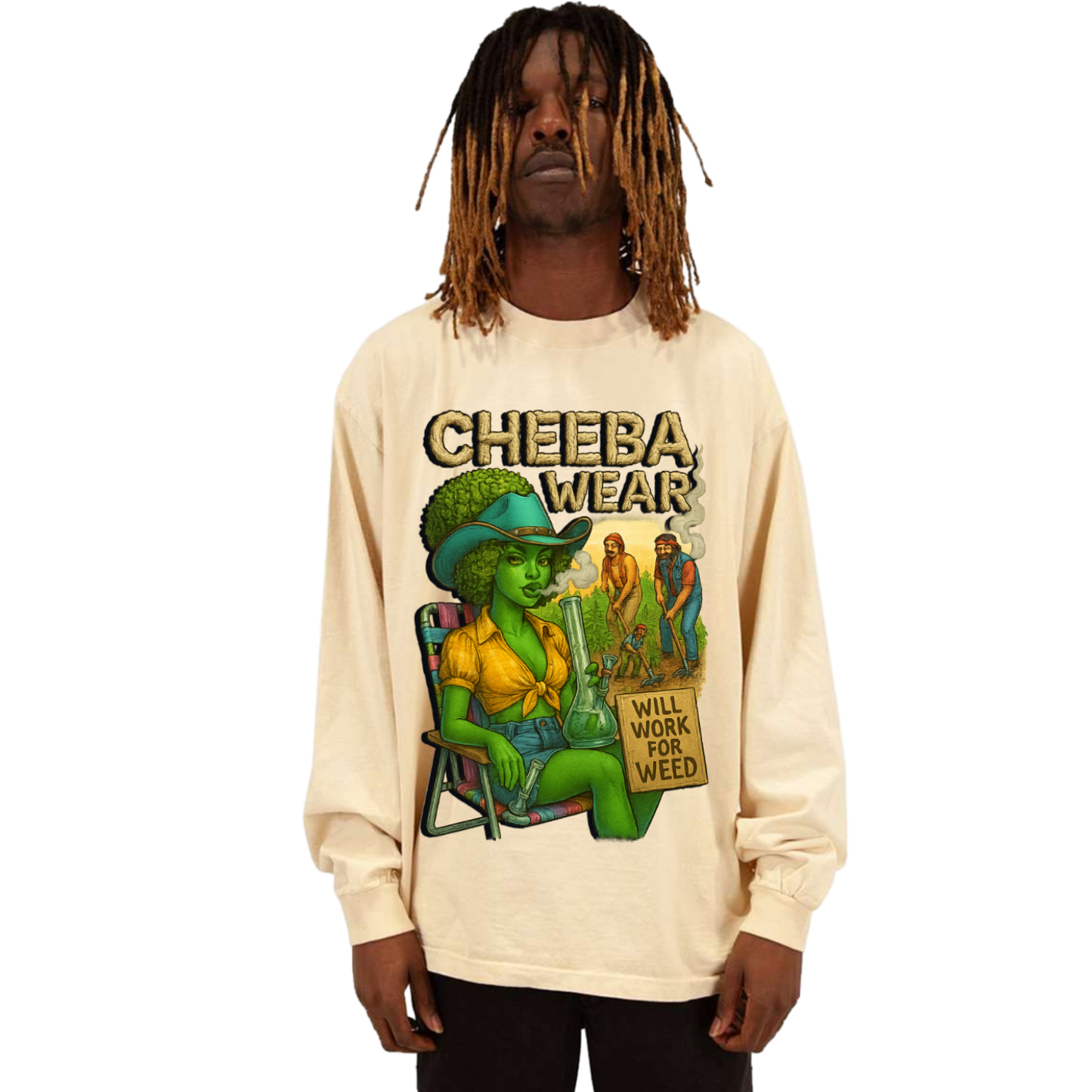 Cheeba Wear “Will Work for Weed” Long Sleeve Tee UNISEX