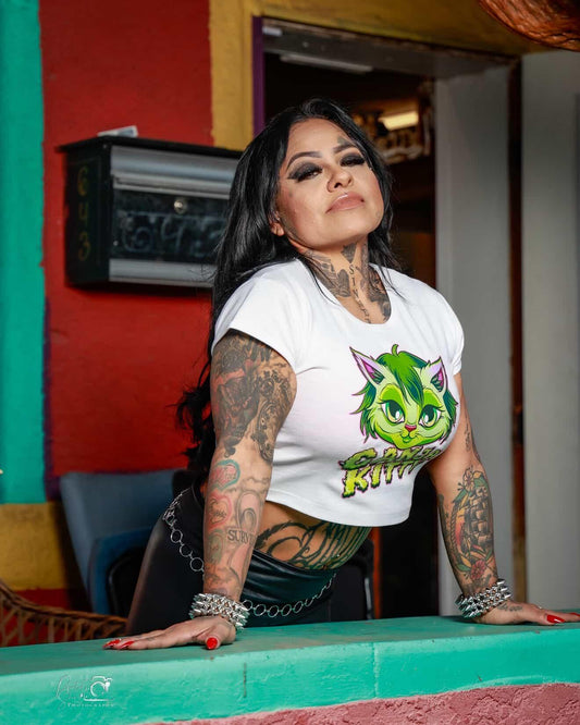 GANJA KITTY CROPPED TEE
